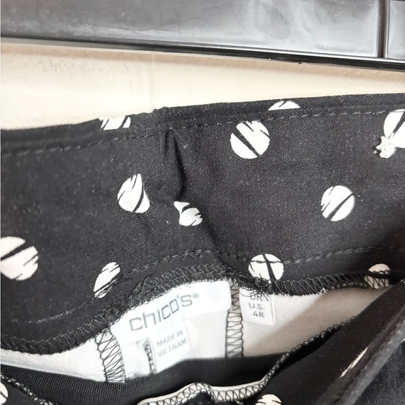 Chicos black patterned so slimming brigitte wide leg cropped pants polka dot 4r - Picture 6 of 8
